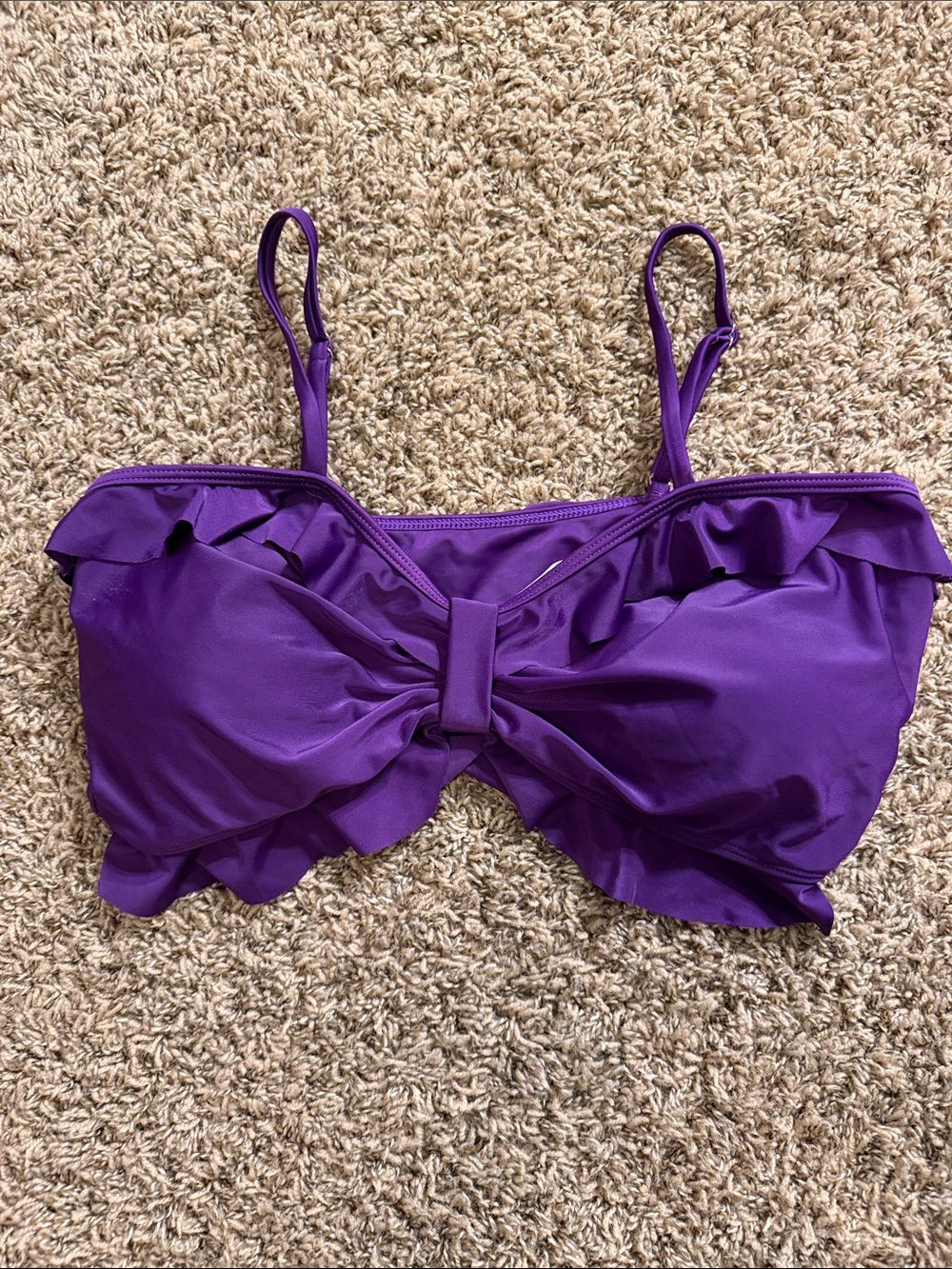 Source Unknown Vibrant Purple Ruffle Bow Bandeau Top